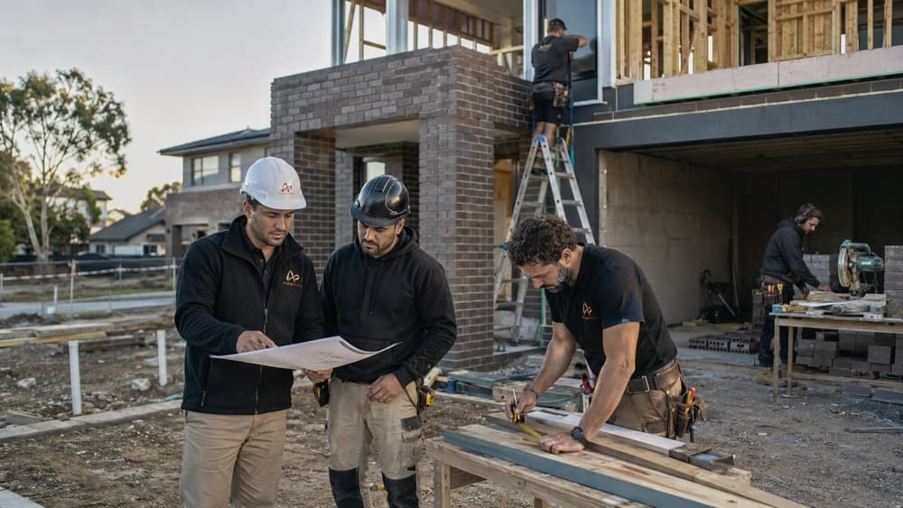 The AxisPro team reviewing plans on site
